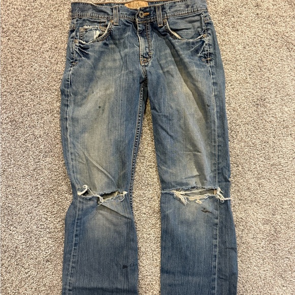 BKE Jeans Mens 29x32 Blue Cole Straight Fit Faded‎ Ripped Medium Wash Denim * - Picture 1 of 16